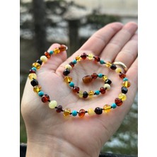 Kehribarevi Ereğli Bebek Kehribar Kolye Firuzeli Bebek Kehribar Diş Kolyesi