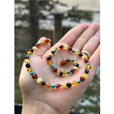 Kehribarevi Ereğli Bebek Kehribar Kolye Firuzeli Bebek Kehribar Diş Kolyesi