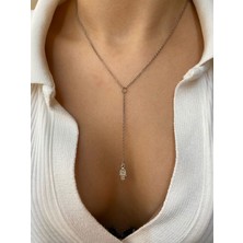 Arsaley Collection Gümüş Hamsa Charm Dekolte Çelik Y Kolye Sevgililer Günü Özel
