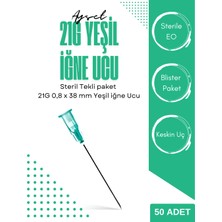 Ayset Steril Iğne Ucu 21G 0,8 x 38 mm Yeşil 50 Adet