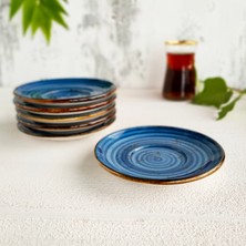 Winter Porselen Çay Tabağı 6 Adet -Koyu Mavi