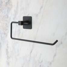 ForWhat Banyo Dekoru İçin Yapışkanlı Paslanmaz Siyah Metal Rulo Havluluk Tutucu