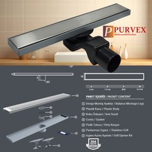 Purvex Home PurvexHome Paslanmaz Duş Kanalı 50 Çıkışlı 60 cm  Krom Banyo Duş Gideri Plastik Gövdeli Yer Süzgeci