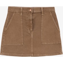 Denim Trip Açık Kahve Kadın Denim Etek Mini Skirt Fit Mini Boy Açık Kahver