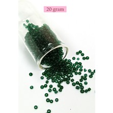 Just Cheap Store Dökme Cam Kum Boncuk (8/0) 3 mm - 20 Gram - Şeffaf Koyu Yeşil - BNC155