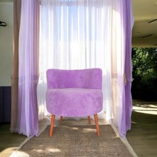 EDAM Lila Teddy Kumaş Çay Seti Ikili Koltuk Berjer ve Puf Takımı (Salon, Balkon, Ofis) 3'lü Takım