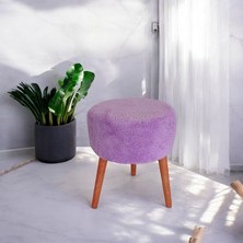 EDAM Lila Teddy Kumaş Çay Seti Ikili Koltuk Berjer ve Puf Takımı (Salon, Balkon, Ofis) 3'lü Takım