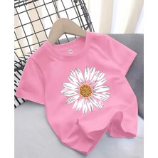 Punıx Kıds Özel  Üretim Papatya Baskılı Yeni Stil Kız Çocuk Ter  Tutmayan Yazlık  T-Shırt