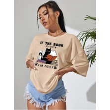 Woodroffe Kadın / Kız Toprak Oversize T-Shirt If The Book Baskılı