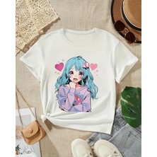 Punıx  Kıds Özel  Üretim  Anime Kız Baskılı Yeni Stil  Kız Çocuk Ter Tutmayan Yazlık T-Shırt