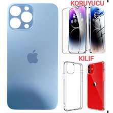 İndirim Plus Apple iPhone 13 Pro Arka Kapak Pil Kapağı +Kılıf+Kırılmaz Mavi Renk