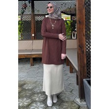 Rabia Şamlı Damla Triko Tunik Kahve