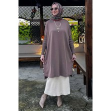 Rabia Şamlı Sevda Triko Tunik Sütlü Kahve