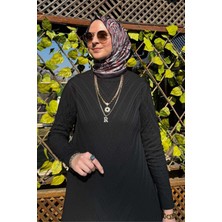 Rabia Şamlı Damla Triko Tunik Siyah