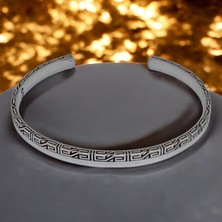 G&A Jewels Zamansız Geometri - 925 Ayar Gümüş Erkek Kelepçe Bileklik