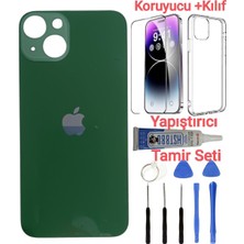 İndirim Plus Apple iPhone 13 Arka Kapak Pil Kapağı + Yapıştırıcı+Kılıf+Kırılmaz Yeşil Renk