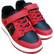 Cool Haykat Çocuk Bantlı Sneaker Siyah - Kırmızı 1