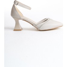 Ten Saten Taşlı Kısa Topuklu Kadın Ayakkabı