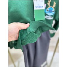 Magu Stitch Baskılı Kız/erkek Çocuk Oversize Sweatshirt ve Eşofman Takımı - Yeşil
