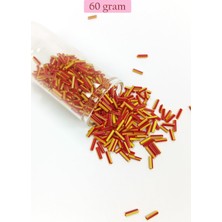 Just Cheap Store Uzun Boru Kesme Boncuk Çap 2mm Uzunluk 10 mm - 60 Gram - Sarı Kırmızı - BNC274