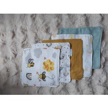 Lucky Day Müslin Kumaş Düz Renkli Bebek Ağız Silme Mendil Seti, 5 Adet 25X25 cm