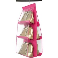 6 Gözlü Pratik Dolap Içi Çanta Askılığı/organizer (Pembe)