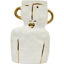 Lara Decor Beyaz Seramik Face Vazo