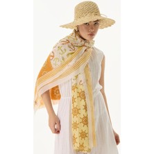 Fenza Scarf Mabel Oranj-Sarı Dümen Desen Pamuklu Şal