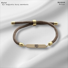 14 Ayar Altın Plakalı Özel Dikdörtgen Figürlü ve Kalp Desenli, Kahve Örgülü Det Ayıyla Astroloji Burçlar Sembollü Bileklik, Astroloji Seven Gençlere ve Ergenlere Özel Bir Hediye!