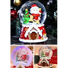 Adm Store Yılbaşı Noel Baba Hediyeler Temalı Kar Küresi Işıklı Müzikli 13 cm Noel Baba Hediyeler Temalı Işıklı Müzikli Kar Küresi Hediye