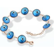 Nox Jewelry 925 Ayar Mikron Altın Kaplama Göz Boncuklu Bileklik - CB00135