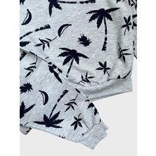 Aliş Kids Erkek Çocuk Pamuklu Gri Palmiye Ağaç Desenli Uzun Kollu Mevsimlik Pijama Takımı
