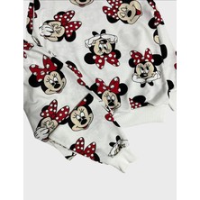 Aliş Kids Kız Çocuk Pamuklu Beyaz Mickey Mouse Desenli Uzun Kollu Mevsimlik Pijama Takımı