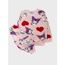 Aliş Kids Kız Çocuk Pamuklu Pembe Kuromi Desenli Uzun Kollu Mevsimlik Pijama Takımı
