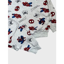 Aliş Kids Erkek Çocuk Pamuklu Gri Örümcek Adam Desenli Uzun Kollu Mevsimlik Pijama Takımı