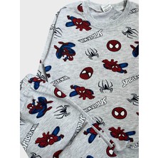 Aliş Kids Erkek Çocuk Pamuklu Gri Örümcek Adam Desenli Uzun Kollu Mevsimlik Pijama Takımı