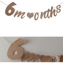 Patladı Gitti Elyazılı 6 Months Yarım Yaş Kraft Retro Banner Süs