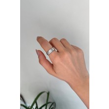Milatelier Lacivert Beyaz Zirkon Taşlı Ayarlanabilir Eye Göz Yüzük