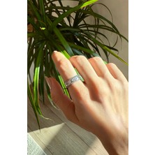 Milatelier Lacivert Beyaz Zirkon Taşlı Ayarlanabilir Eye Göz Yüzük
