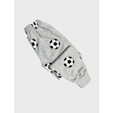 Aliş Kids Erkek Çocuk Pamuklu Gri Futbol Topu Desenli Uzun Kollu Mevsimlik Pijama Takımı