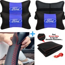 Ford Transit 350 Serisine Uyumlu Dikmeli Direksiyon Kılıfı Nokta Desenli+5d 2'li Oto Boyun Yastığı