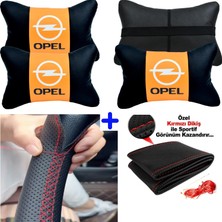 Opel Crossland Serisine Uyumlu Dikmeli Direksiyon Kılıfı Nokta Desenli+5d 2'li Oto Boyun Yastığı