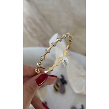 Milatelier Ince Zirkon Taş Detaylı Kelepçe Bileklik