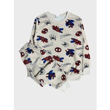 Aliş Kids Erkek Çocuk Pamuklu Bej Rengi Örümcek Adam Desenli Uzun Kollu Mevsimlik Pijama Takımı
