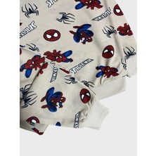 Aliş Kids Erkek Çocuk Pamuklu Bej Rengi Örümcek Adam Desenli Uzun Kollu Mevsimlik Pijama Takımı