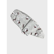 Aliş Kids Kız Çocuk Pamuklu Gri Hello Kitty Kar Merry Yazı Desenli Uzun Kollu Mevsimlik Pijama Takımı