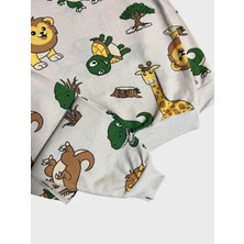 Aliş Kids Erkek Çocuk Pamuklu Bej Rengi Safari Aslan Desenli Uzun Kollu Mevsimlik Pijama Takımı