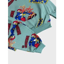 Aliş Kids Erkek Çocuk Pamuklu Yeşil Sonic Desenli Uzun Kollu Mevsimlik Pijama Takımı
