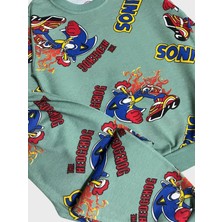 Aliş Kids Erkek Çocuk Pamuklu Yeşil Sonic Desenli Uzun Kollu Mevsimlik Pijama Takımı