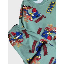 Aliş Kids Erkek Çocuk Pamuklu Yeşil Sonic Desenli Uzun Kollu Mevsimlik Pijama Takımı